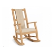Pemberly Row Mahogany Rocking Chair with Cushion Seat & Back in Beige