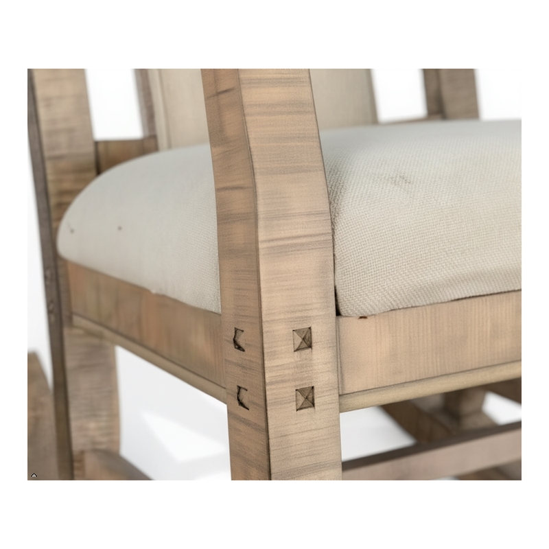 Pemberly Row Mahogany Rocking Chair with Cushion Seat & Back in Beige