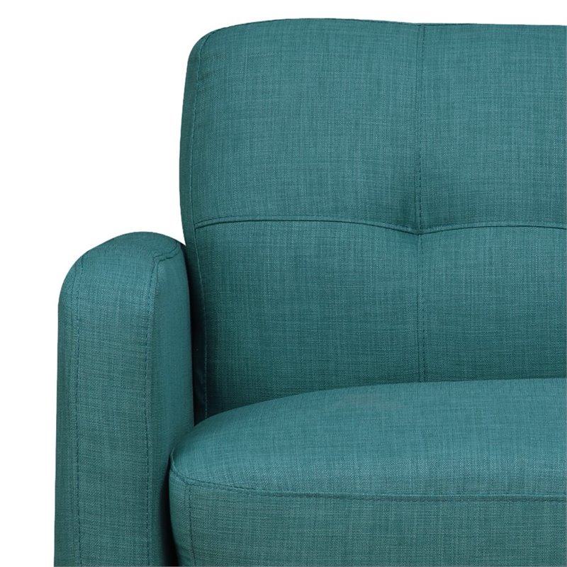 Pemberly Row Mid-Century Tufted Foam Cushion Loveseat in Teal Finish