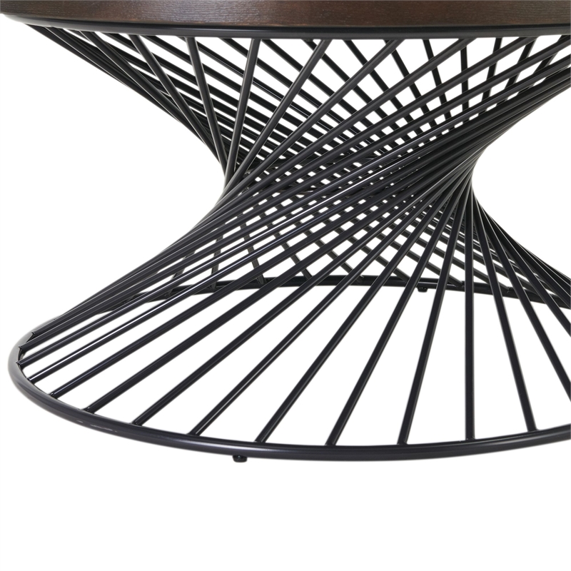 Pemberly Row Traditional Round Coffee Table in Walnut Finish