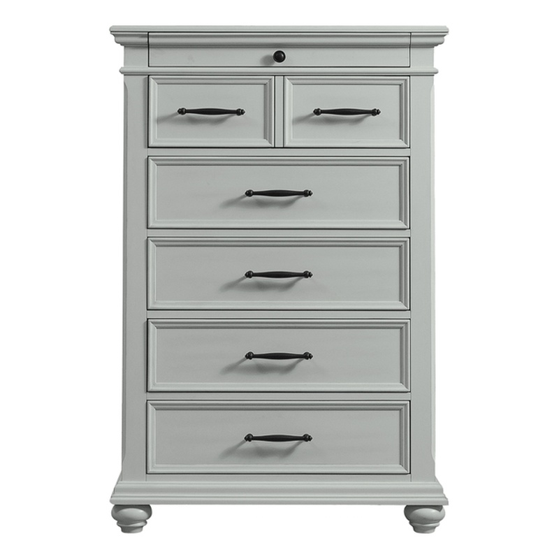 Pemberly Row Traditional Vertical 6-Drawer Chest in Gray Finish