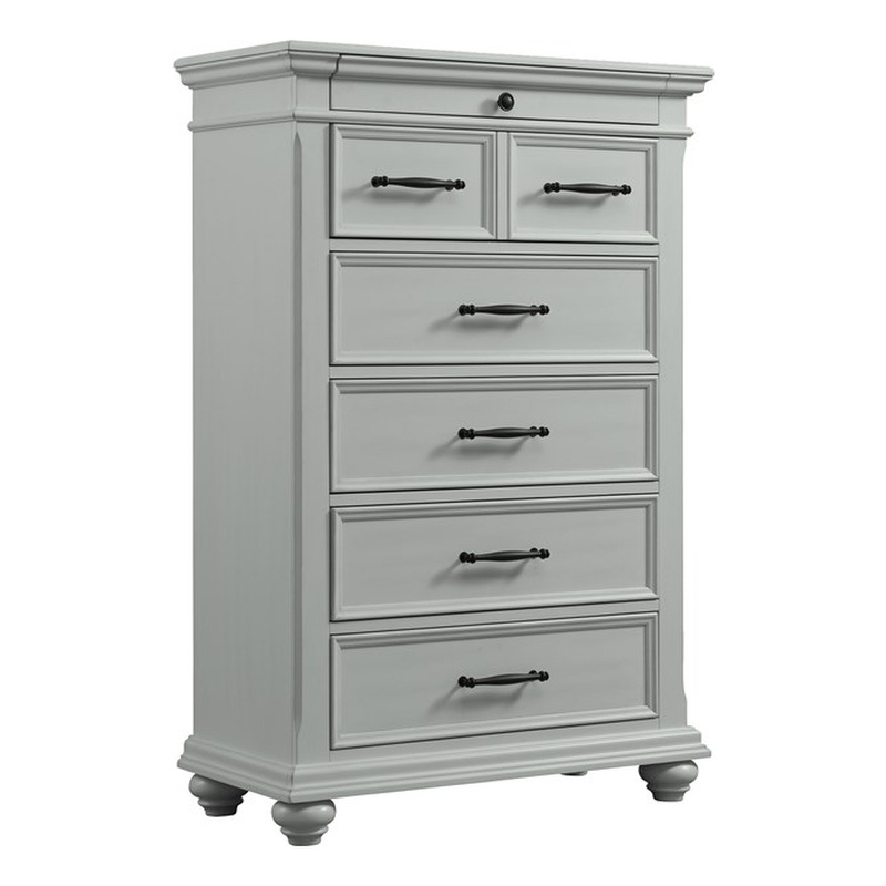 Pemberly Row Traditional Vertical 6-Drawer Chest in Gray Finish