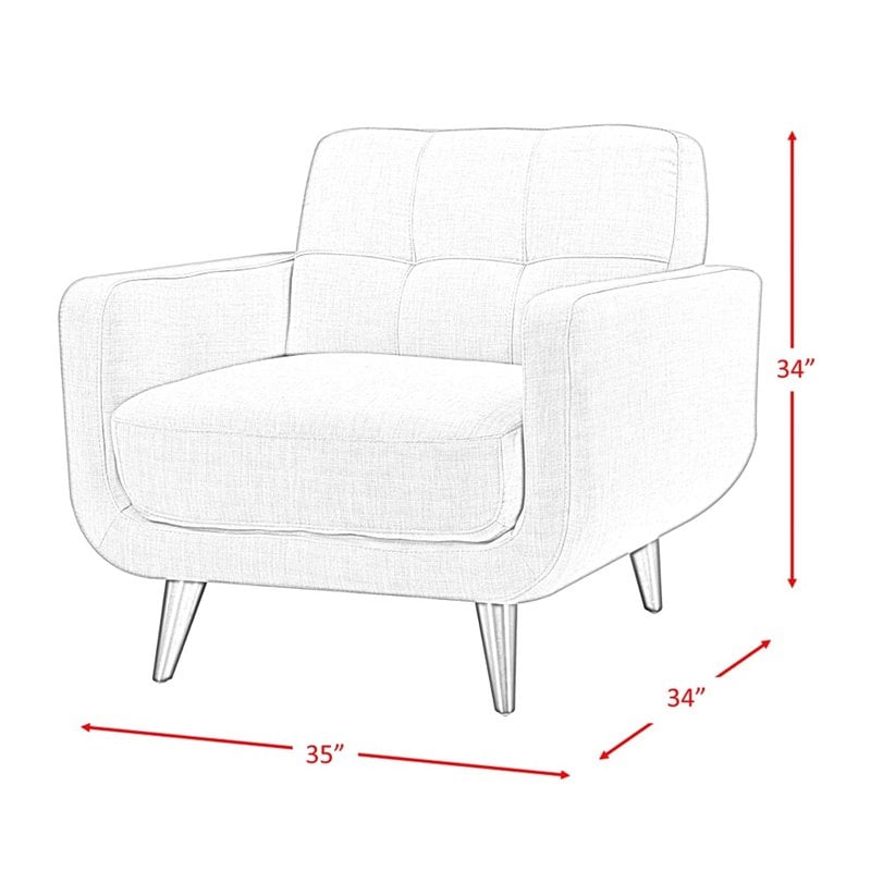 Pemberly Row Traditional Tufted Accent Chair in Charcoal Finish