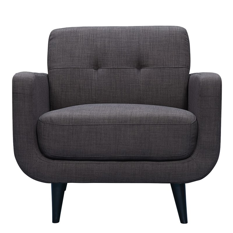 Pemberly Row Traditional Tufted Accent Chair in Charcoal Finish