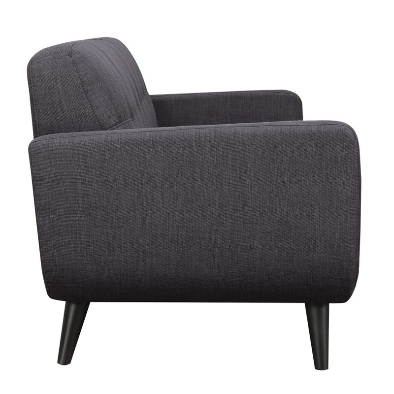 Pemberly Row Traditional Tufted Accent Chair in Charcoal Finish