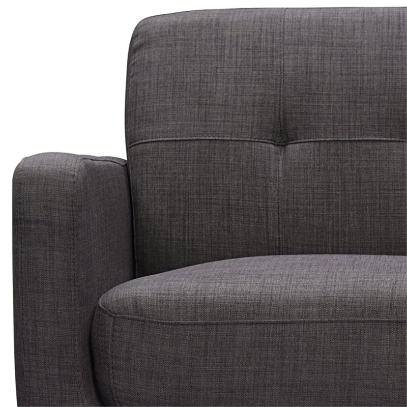 Pemberly Row Traditional Tufted Accent Chair in Charcoal Finish
