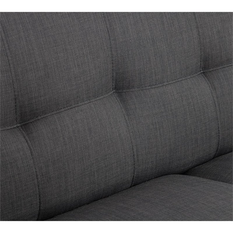 Pemberly Row Traditional Tufted Accent Chair in Charcoal Finish