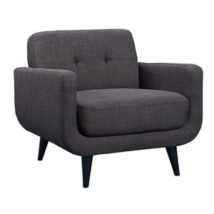 Pemberly Row Traditional Tufted Accent Chair in Charcoal Finish
