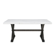 Pemberly Row Traditional Landon Marble Top Dining Table in White