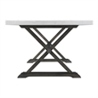 Pemberly Row Traditional Landon Marble Top Dining Table in White