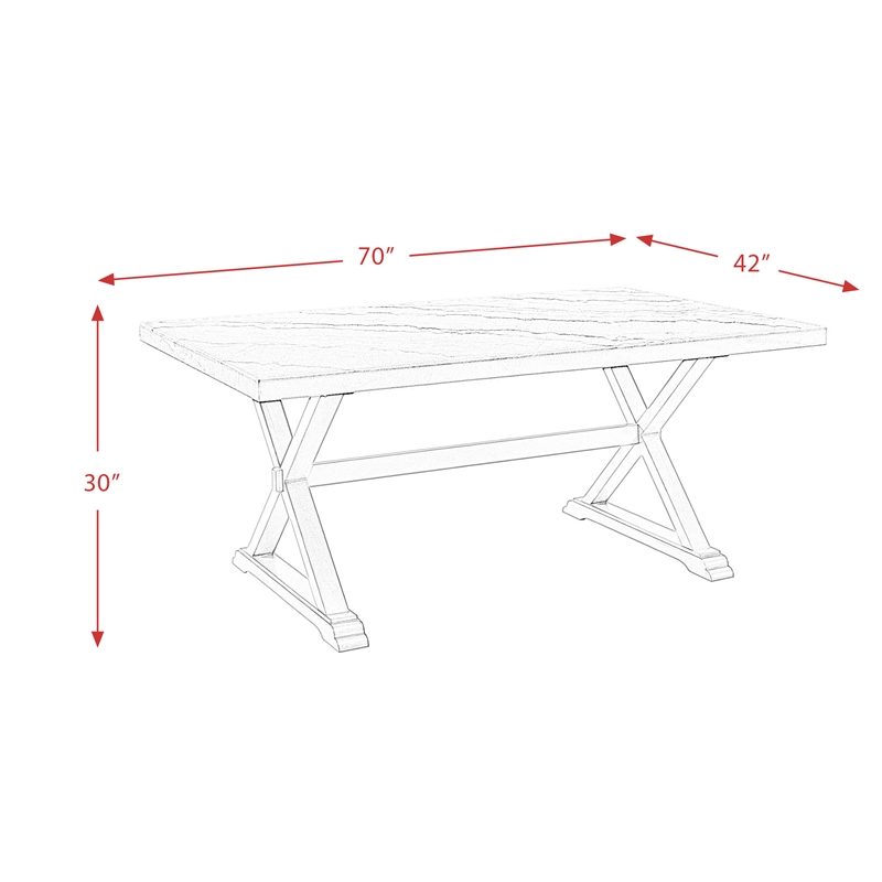 Pemberly Row Traditional Landon Marble Top Dining Table in White