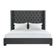 Pemberly Row Traditional King Tufted Upholstered Bed in Charcoal