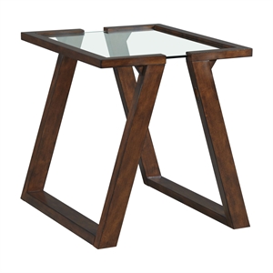 Pemberly Row Square End Table with Tempered Glass Top in Dark Espresso