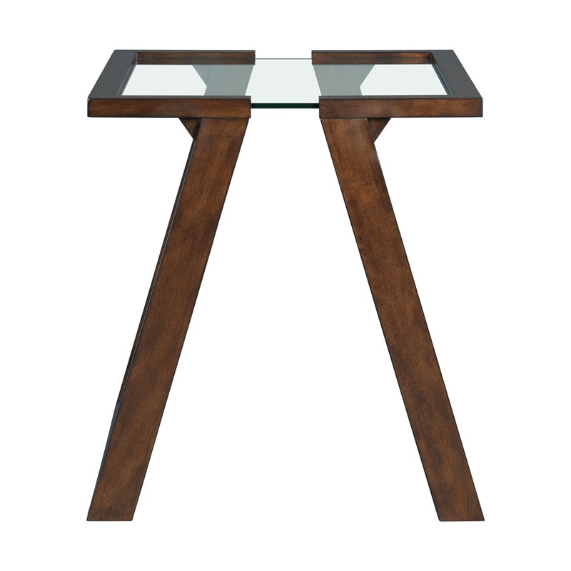 Pemberly Row Square End Table with Tempered Glass Top in Dark Espresso