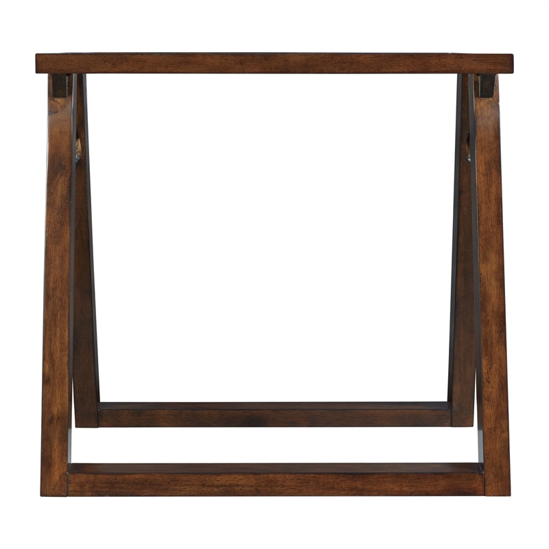 Pemberly Row Square End Table with Tempered Glass Top in Dark Espresso