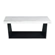 Pemberly Row Traditional Rectangle Coffee Table with White Marble Top