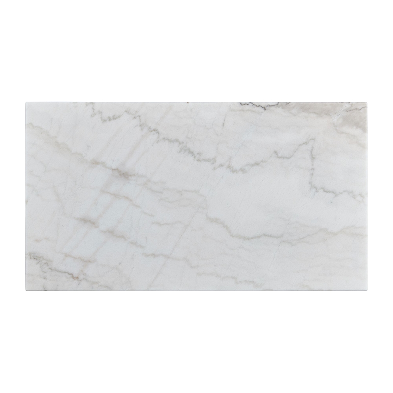 Pemberly Row Traditional Rectangle Coffee Table with White Marble Top