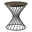 Pemberly Row Traditional Round Natural Wood Grain Top End Table in Walnut