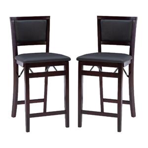 Pemberly Row 24&quot Pad Back Folding Counter Stool in Espresso - Set of 2