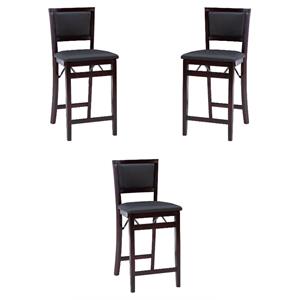 Pemberly Row 24&quot Pad Back Folding Counter Stool in Espresso - Set of 3
