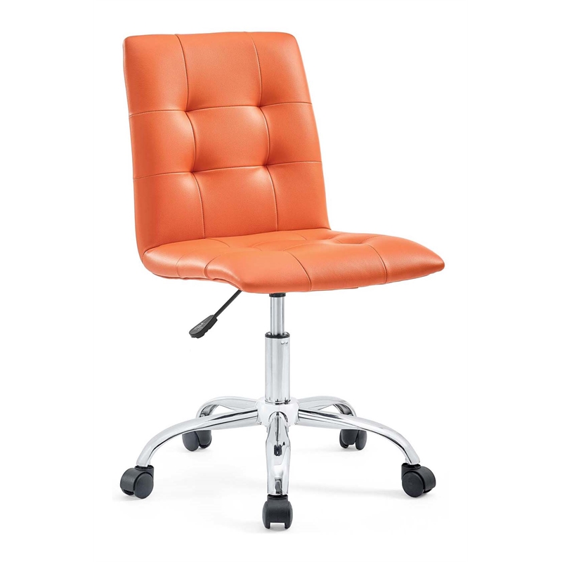 Pemberly Row Swivel Faux Leather Office Chair in Orange - Set of 2