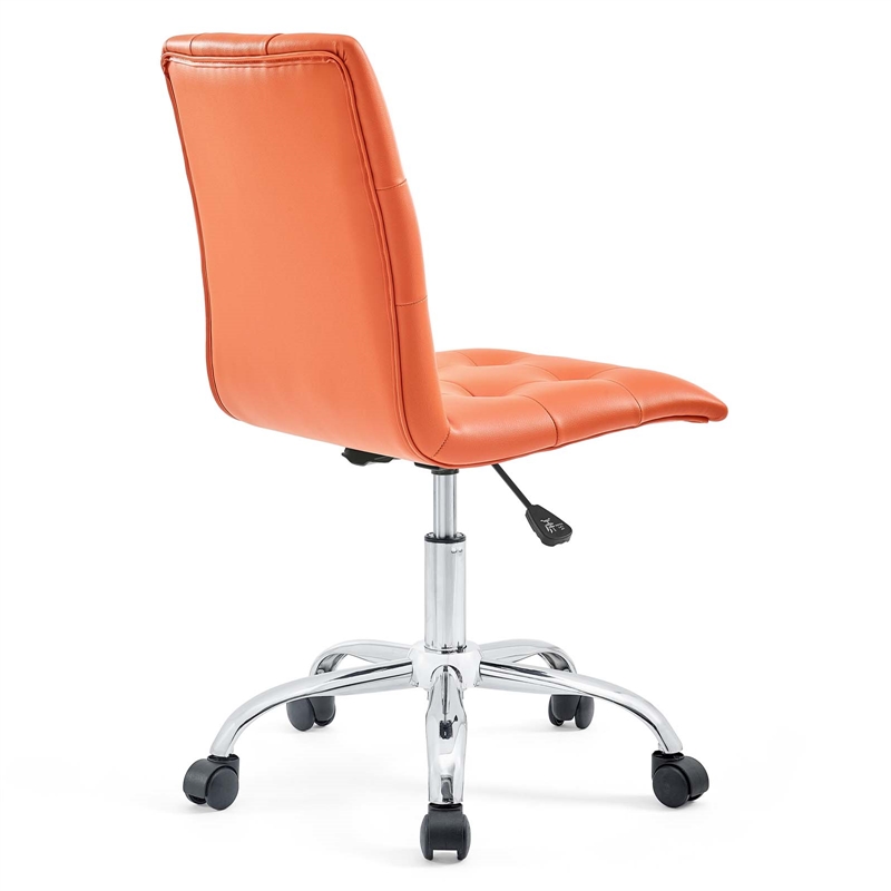 Pemberly Row Swivel Faux Leather Office Chair in Orange - Set of 2