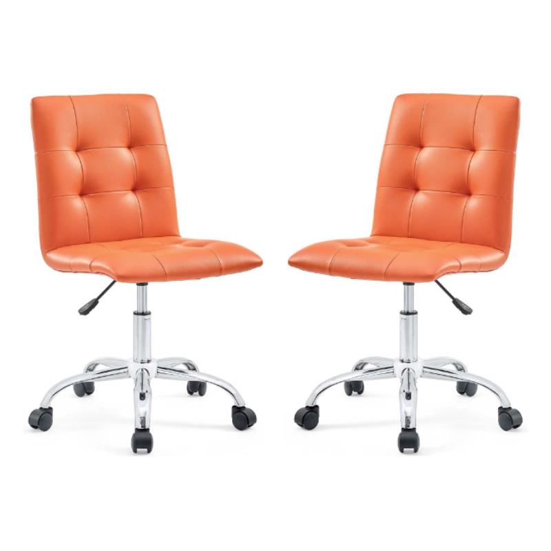 Pemberly Row Swivel Faux Leather Office Chair in Orange - Set of 2