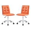 Pemberly Row Swivel Faux Leather Office Chair in Orange - Set of 2
