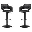 Pemberly Row Faux Leather Adjustable Swivel Bar Stool in Black - Set of 2
