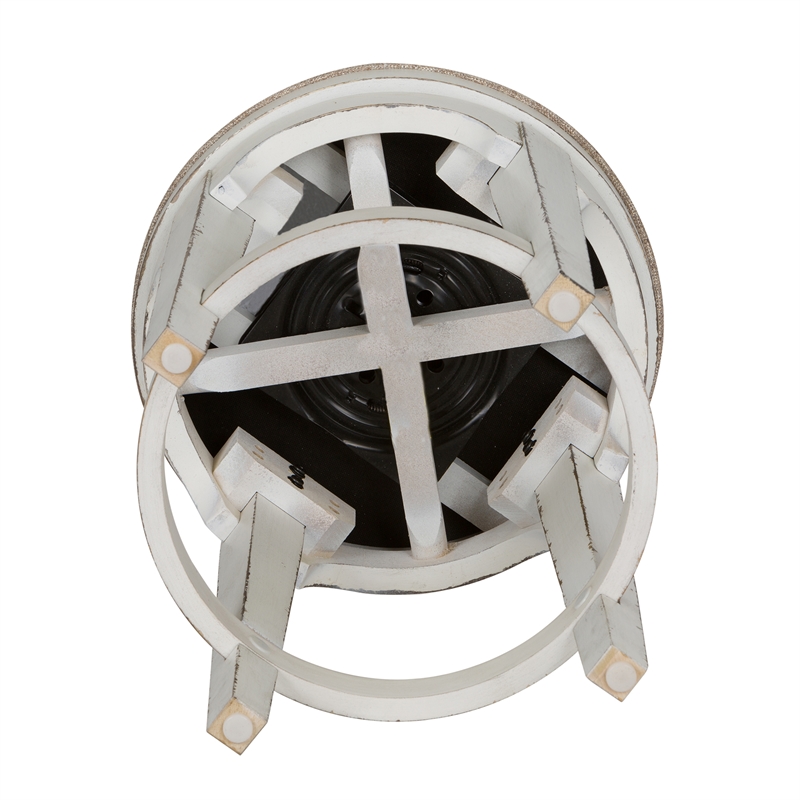 Pemberly Row Console Swivel Stool in Antique White Finish - Set of 2