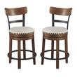 Pemberly Row Swivel Upholstered Polyester Counter Stool in Brown - Set of 2