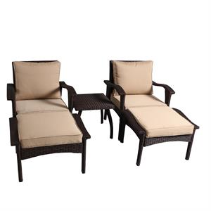 pemberly row contemporary pe and pvc board 5 piece chat set in brown