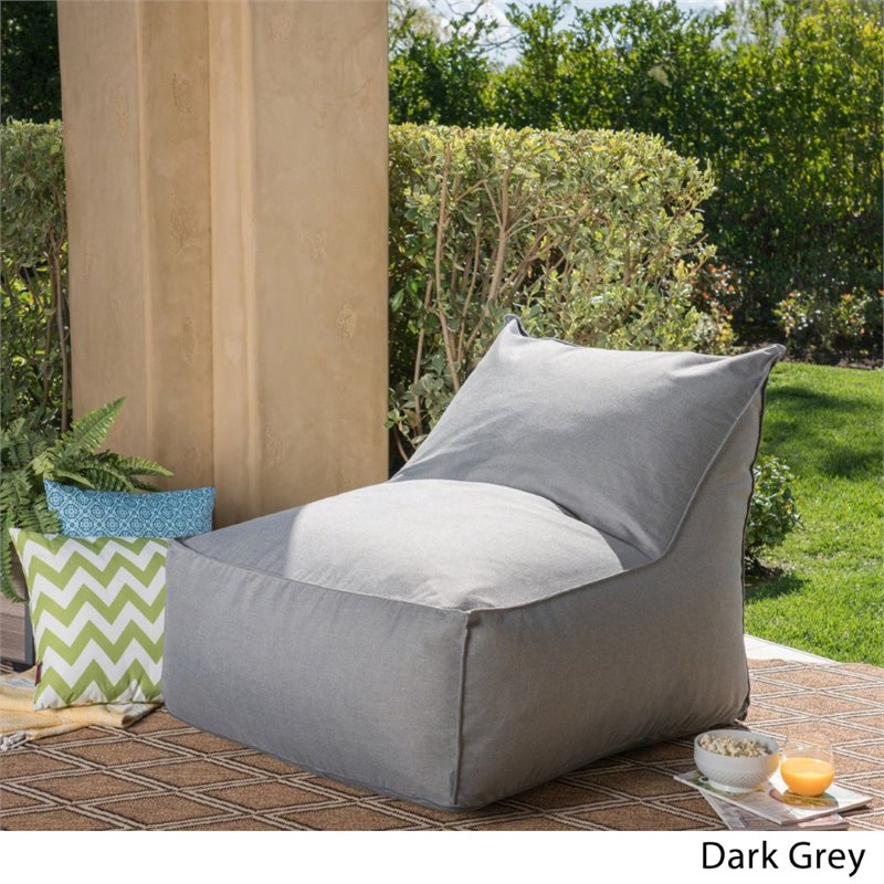 Pemberly Row 3' Water Resistant Fabric Bean Bag Chair in Dark Gray