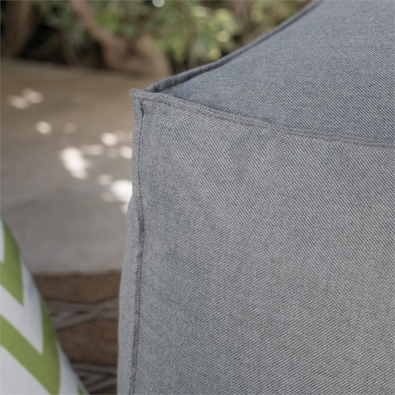 Pemberly Row 3' Water Resistant Fabric Bean Bag Chair in Dark Gray