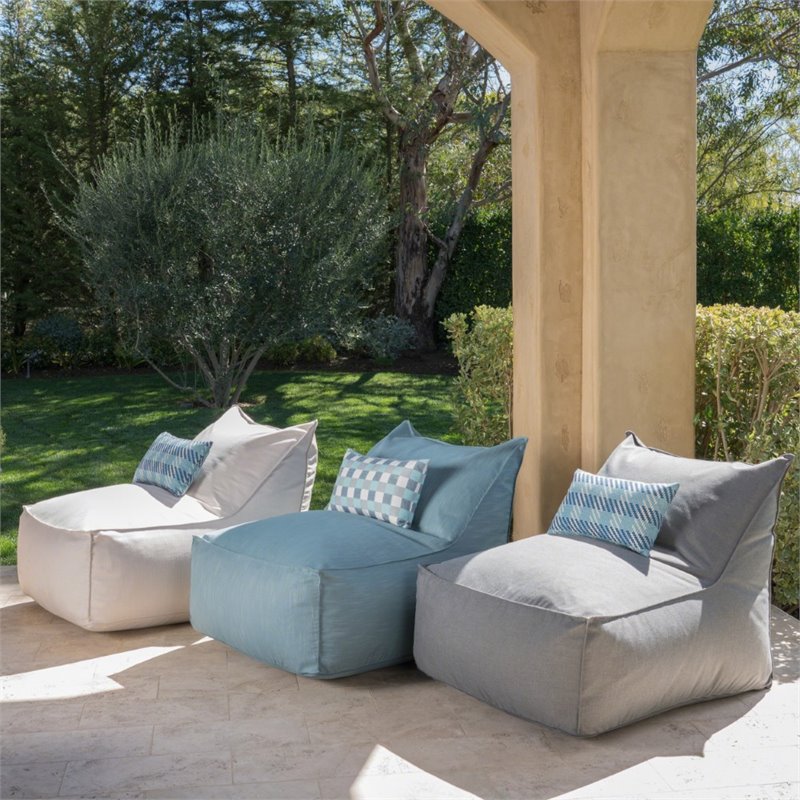 Pemberly Row 3' Water Resistant Fabric Bean Bag Chair in Dark Gray