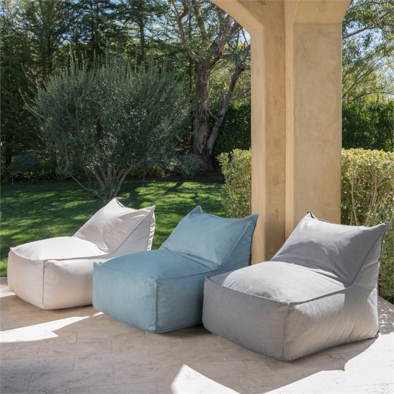 Pemberly Row 3' Water Resistant Fabric Bean Bag Chair in Dark Gray