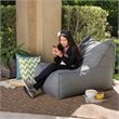 Pemberly Row 3' Water Resistant Fabric Bean Bag Chair in Dark Gray