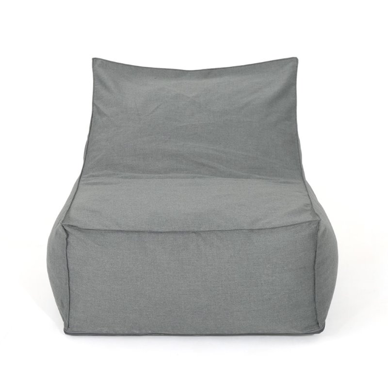 Pemberly Row 3' Water Resistant Fabric Bean Bag Chair in Dark Gray