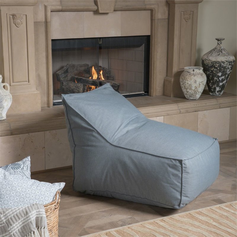 Pemberly Row 3' Water Resistant Fabric Bean Bag Chair in Dark Gray