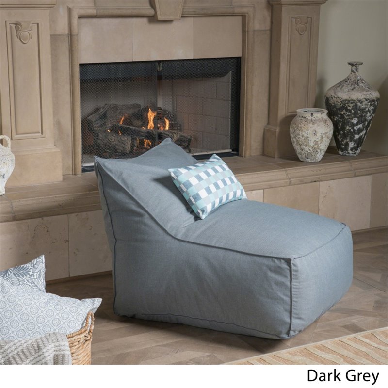 Pemberly Row 3' Water Resistant Fabric Bean Bag Chair in Dark Gray