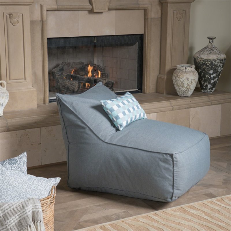 Pemberly Row 3' Water Resistant Fabric Bean Bag Chair in Dark Gray