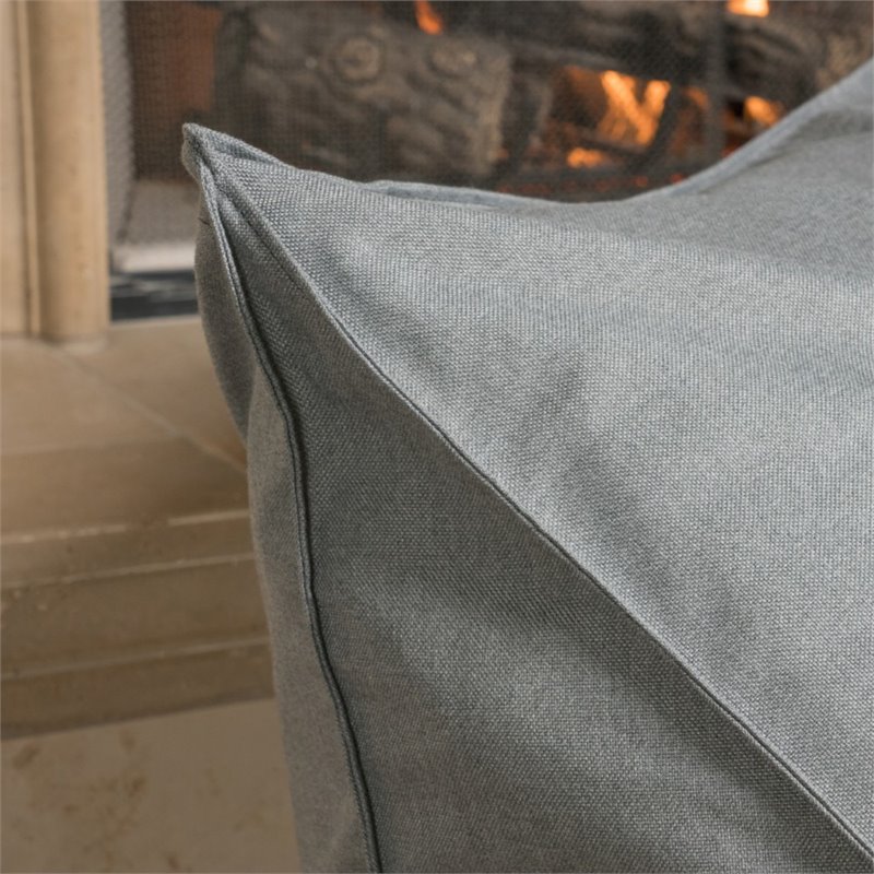 Pemberly Row 3' Water Resistant Fabric Bean Bag Chair in Dark Gray
