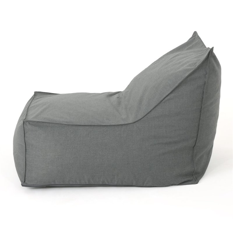 Pemberly Row 3' Water Resistant Fabric Bean Bag Chair in Dark Gray