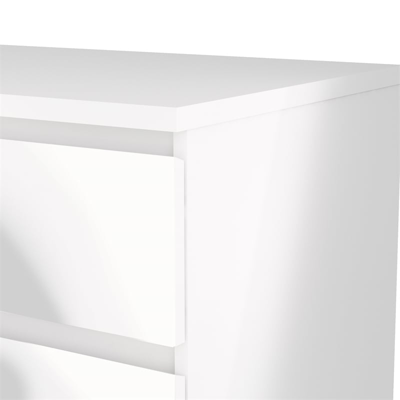 Pemberly Row 3-Piece Set with 2 Nightstands and Double Dresser in White Gloss