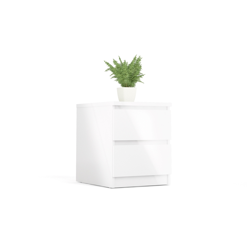 Pemberly Row 2-Piece Set with Nightstand & Dresser in White High Gloss