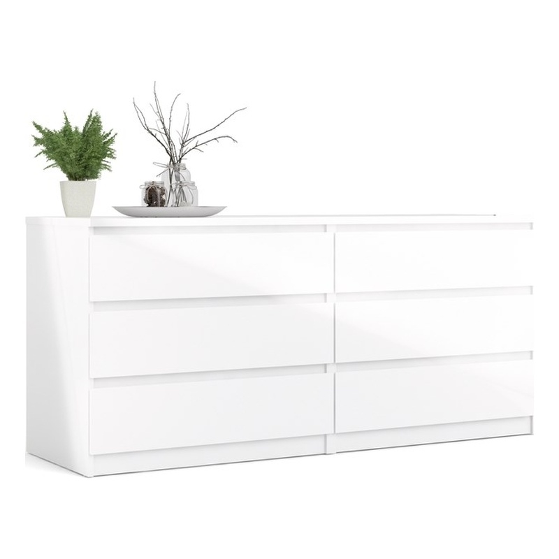 Pemberly Row 2-Piece Set with Nightstand & Dresser in White High Gloss