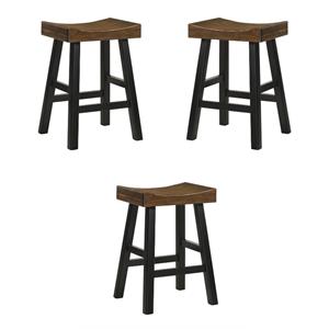 Pemberly Row 25&quot Counter Stool in Elm and Black Finish - Set of 3
