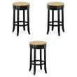 Pemberly Row Swivel Rush Seat Bar Stool in Antique Black - Set of 3