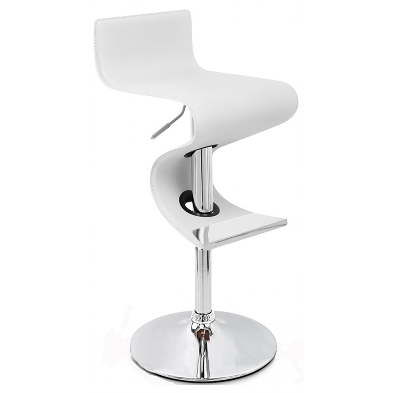 Pemberly Row Faux Leather Height Adjustable Bar Stool in White - Set of 3