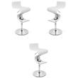 Pemberly Row Faux Leather Height Adjustable Bar Stool in White - Set of 3